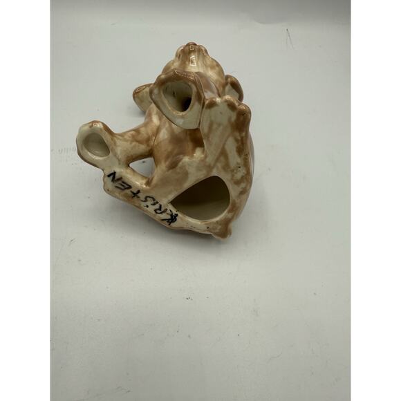 Ceramic Puppy Dog Figurine Vintage Glazed Brown Puppy Dog See Pictures - Picture 6 of 7